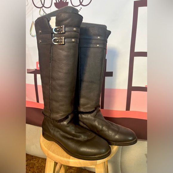 JIMMY CHOO Harvest Napa Shearling Brown Leather Calf Knee Boots AWESOME STEAL! - Picture 6 of 14